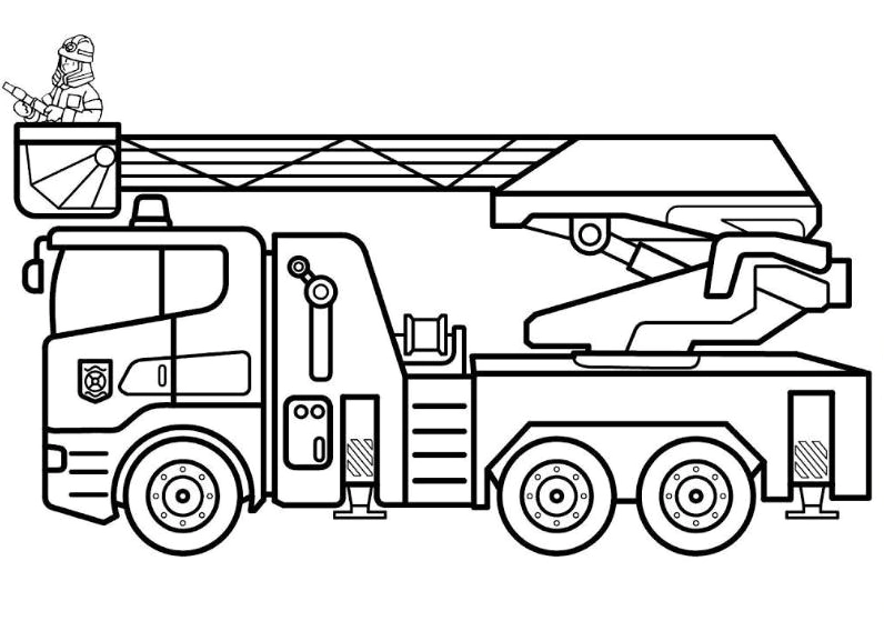 Tranh tô màu xe cứu hỏa số 1 nét thanh