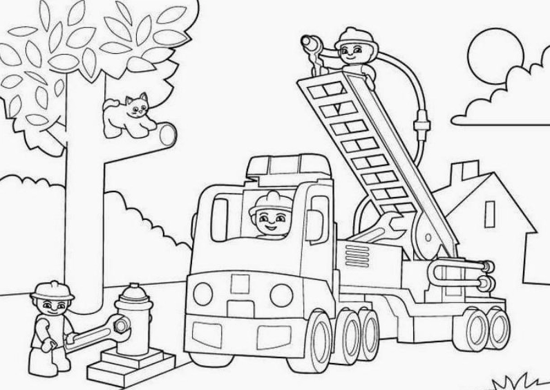 Tranh tô màu xe cứu hỏa số 16