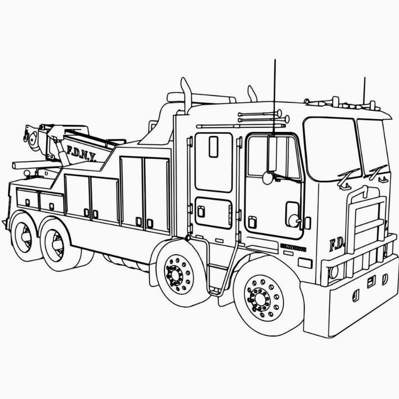 Tranh tô màu xe cứu hỏa số 3 nét thanh