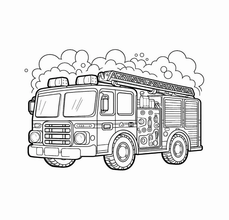 Tranh tô màu xe cứu hỏa số 7