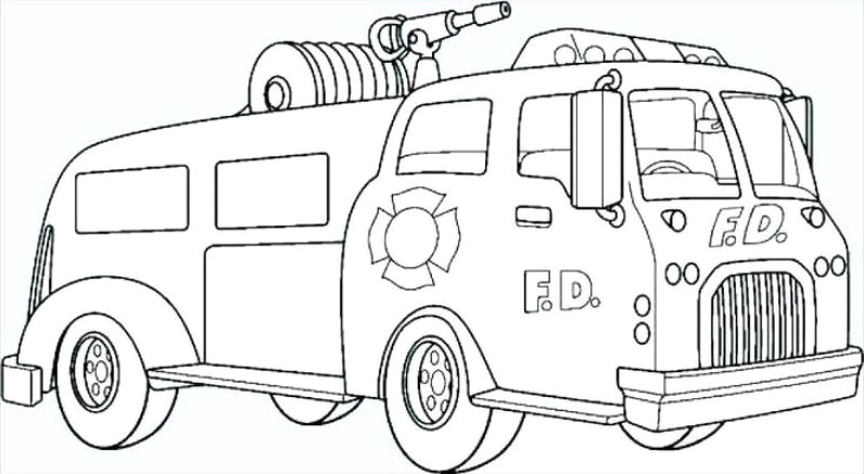 Tranh tô màu xe cứu hỏa và chú lính cứu hỏa số 1