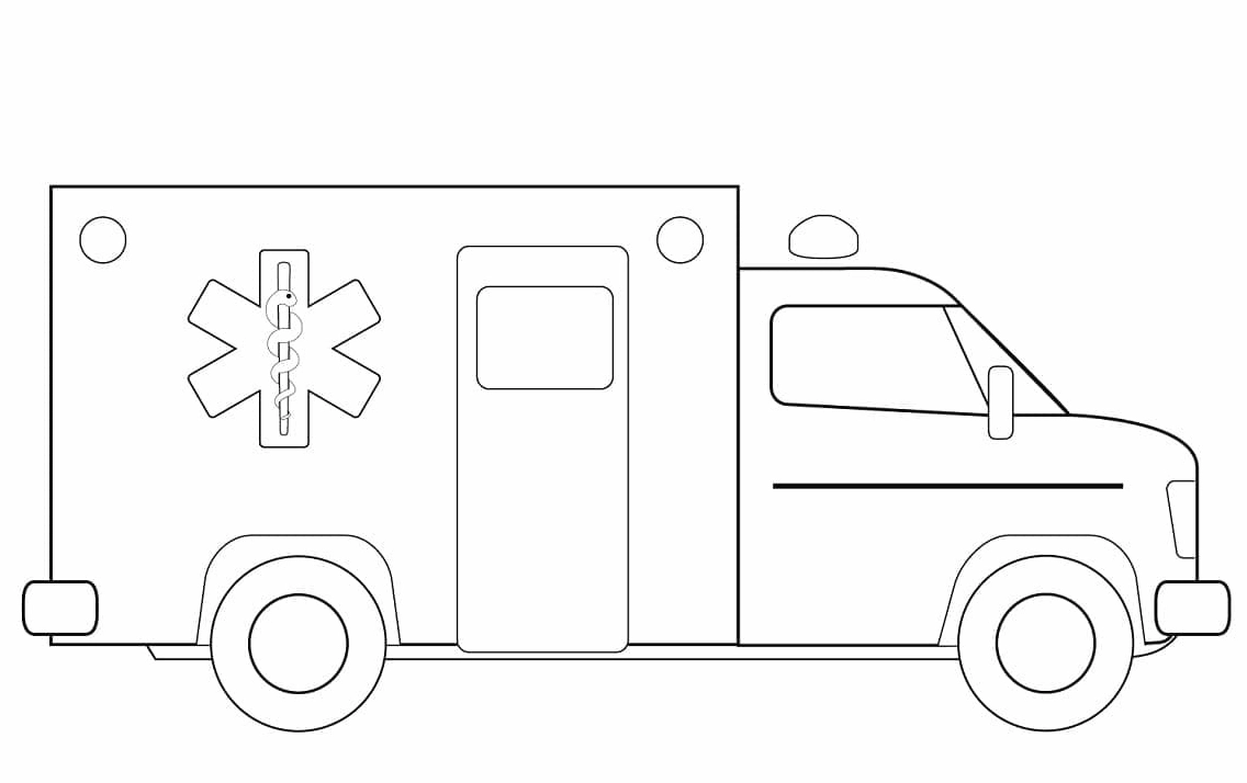 Tranh tô màu xe cứu thương đẹp và đơn giản sắc nét