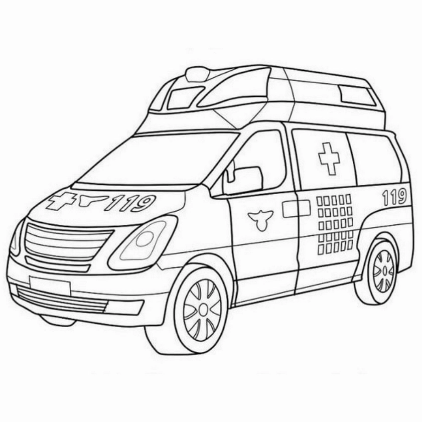 Tranh tô màu xe cứu thương đưa bệnh nhân đi cấp cứu phần hai