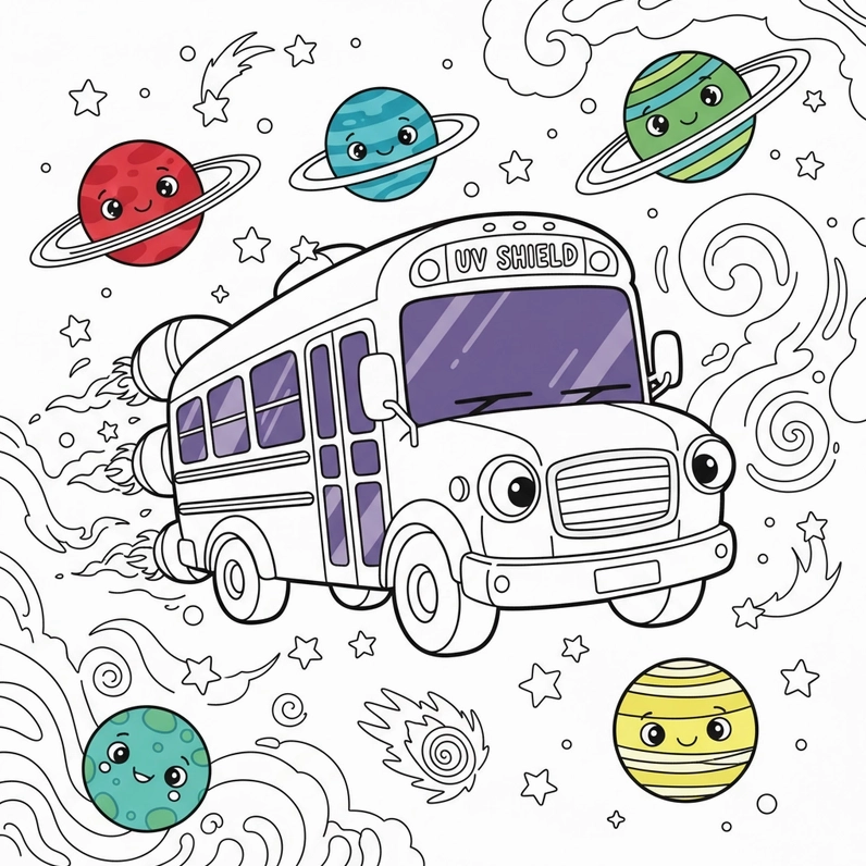 Tranh tô màu Xe Ô Tô Khách dễ thương