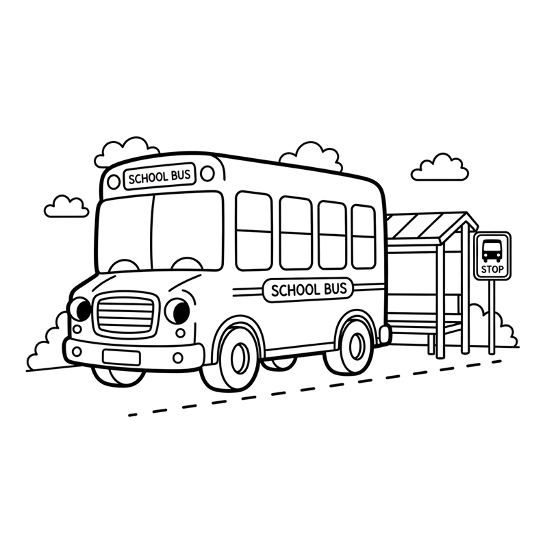 Tranh tô màu Xe Ô Tô Khách ngộ nghĩnh