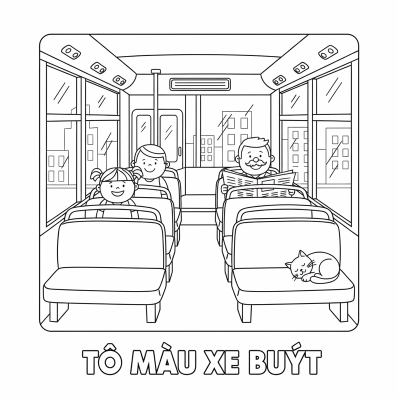 Tranh tô màu Xe Ô Tô Khách sáng tạo