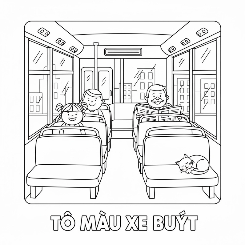 Tranh tô màu Xe Ô Tô Khách sáng tạo