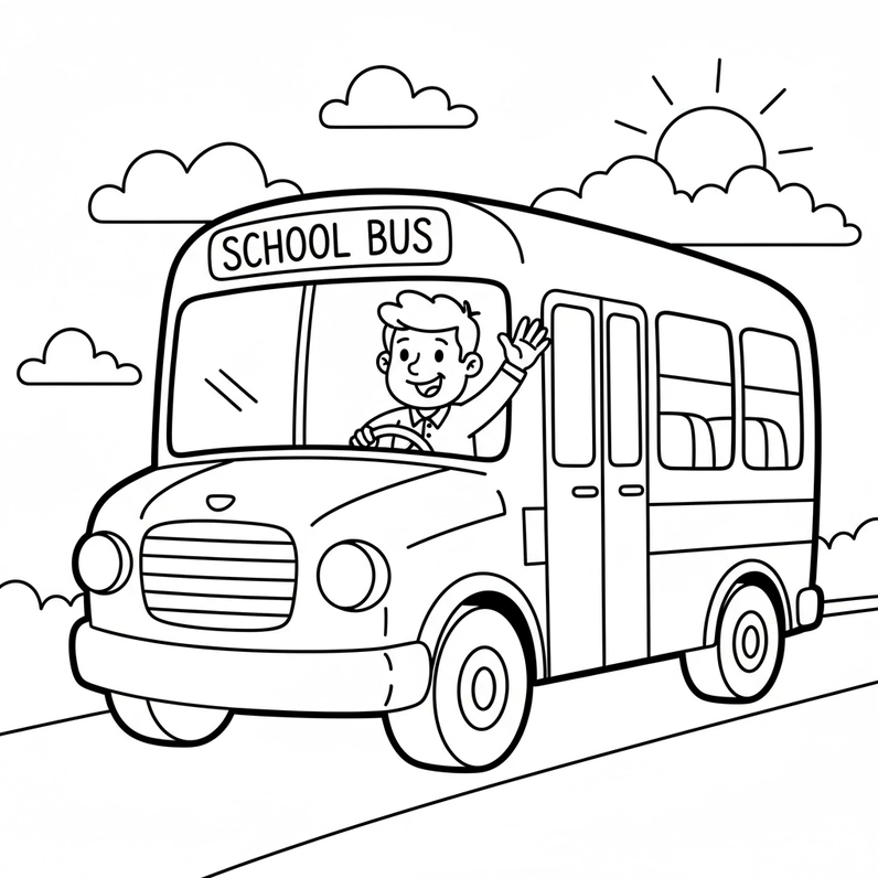 Tranh tô màu Xe Ô Tô Khách sinh động