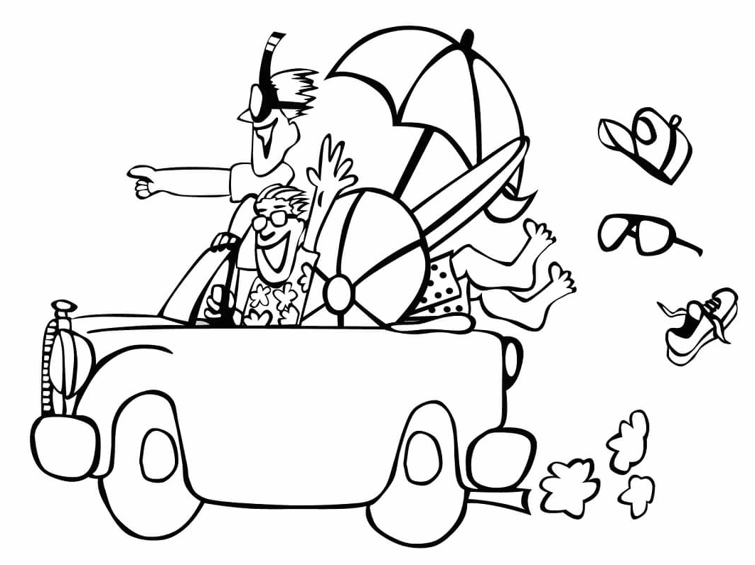 Tranh vẽ bé đi du lịch mùa hè cùng gia đình