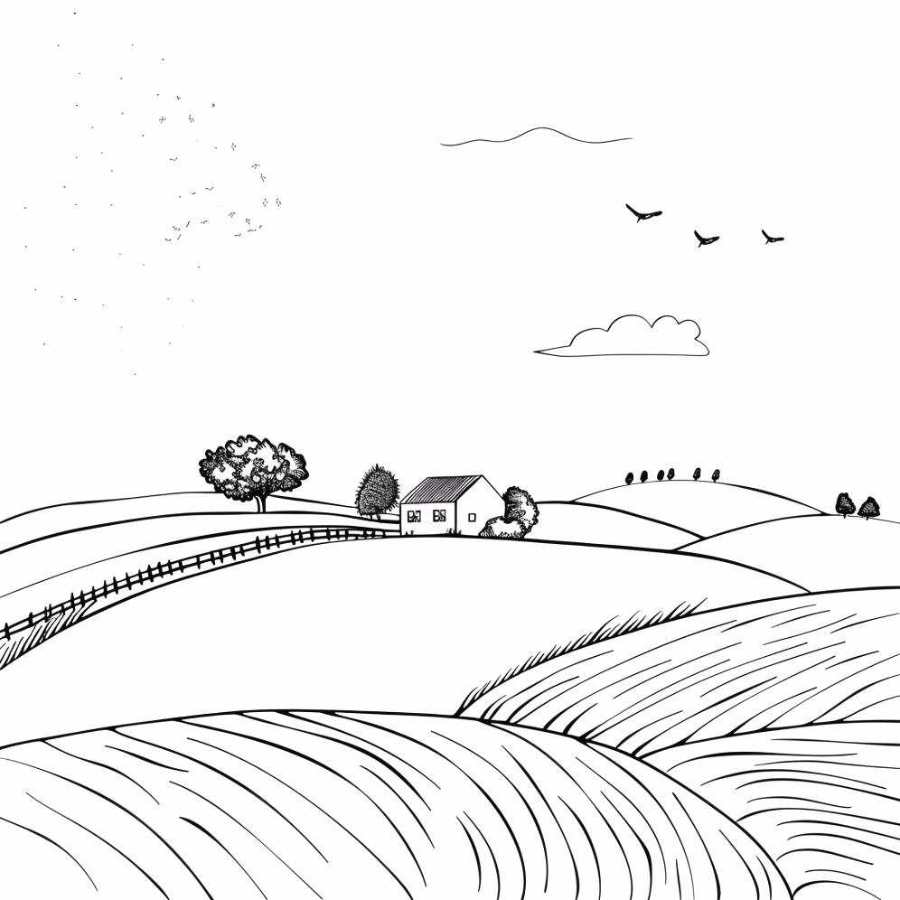 Tranh vẽ phong cảnh đen trắng dễ phối màu cho bé thỏa sức tô điểm