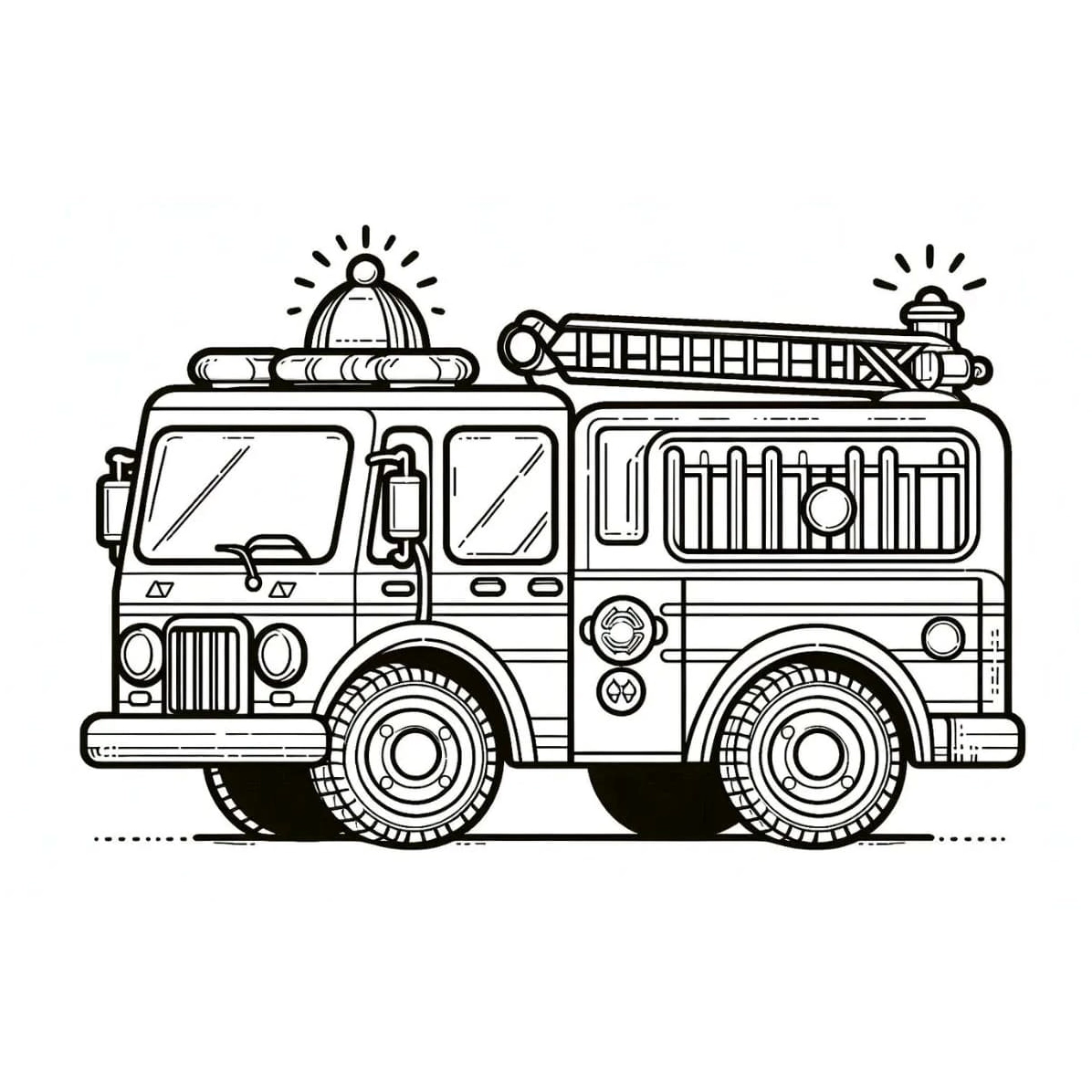 Tranh vẽ xe cứu hỏa chi tiết