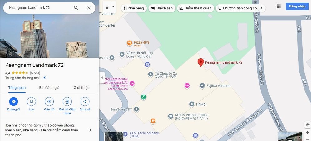 Vị trí đắc địa của tòa nhà Keangnam Landmark 72 nhìn từ trên cao