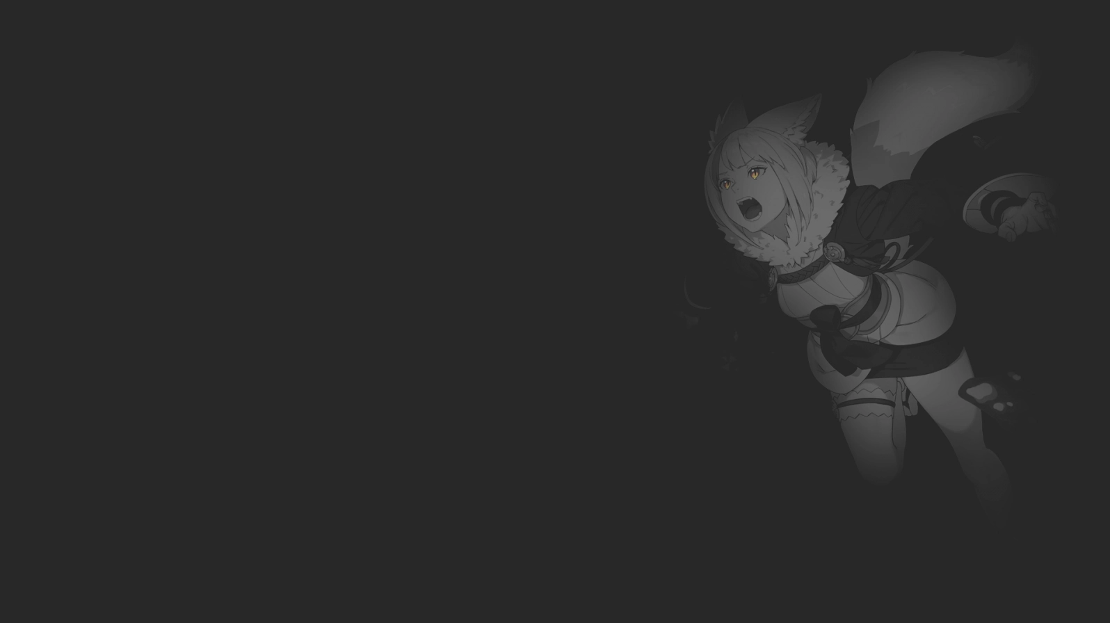 Wallpaper anime girls minh họa fan art với đôi tai mèo trên nền đen tối giản