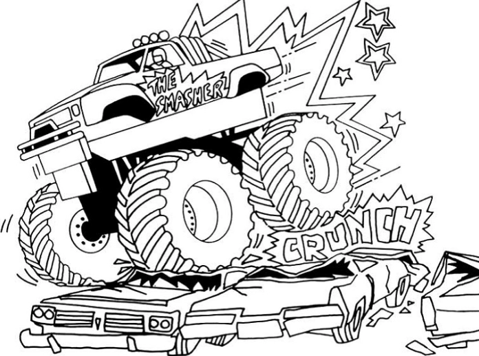 xe tải quái vật nghiền nát ô tô