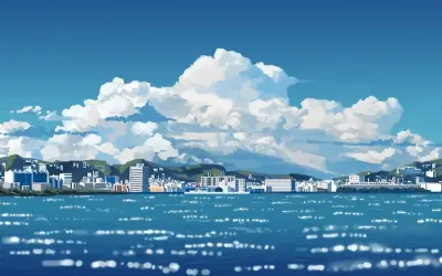 Ngắm nhìn ảnh anime phong cảnh thành phố rực rỡ sắc màu