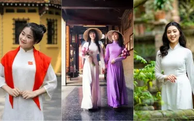Hình ảnh gái xinh mặc áo dài đẹp duyên dáng, thướt tha