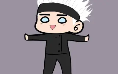 Ảnh chibi Gojo cute với biểu cảm hài hước và ngộ nghĩnh