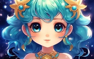 Bộ ảnh cung Bảo Bình chibi phong cách anime siêu cute