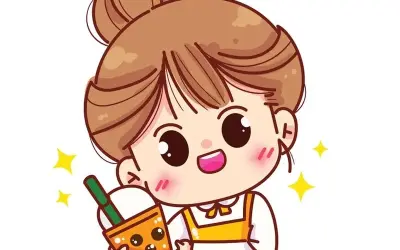 Bộ sưu tập ảnh chibi uống trà sữa siêu cute cho fan chibi