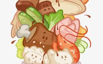 Hình ảnh đồ ăn chibi ngộ nghĩnh, màu sắc sinh động