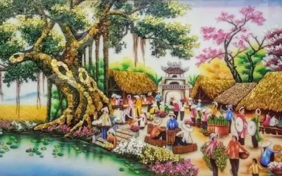 Ngắm nhìn ảnh tranh phong cảnh chợ quê đẹp nao lòng