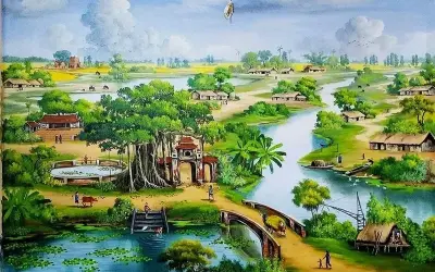 Tuyển chọn ảnh tranh phong cảnh quê hương đẹp siêu chân thực