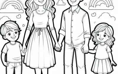 Bộ tranh tô màu gia đình 4 người giúp bé phát triển trí tuệ