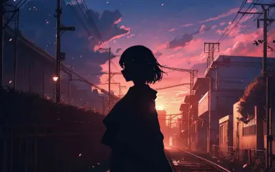 Tổng hợp 30+ ảnh cô gái ngắm hoàng hôn anime buồn lãng mạn cực chill 2026