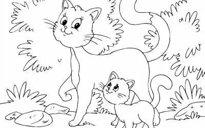 Tổng hợp 40+ tranh tô màu gia đình mèo cute dễ thương cho bé