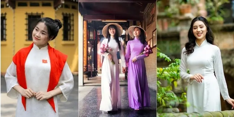 Hình ảnh gái xinh mặc áo dài đẹp duyên dáng, thướt tha