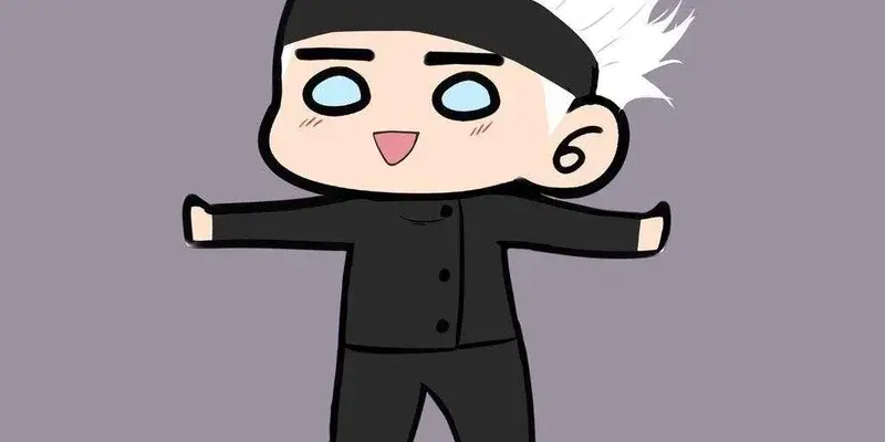 Ảnh chibi Gojo cute với biểu cảm hài hước và ngộ nghĩnh