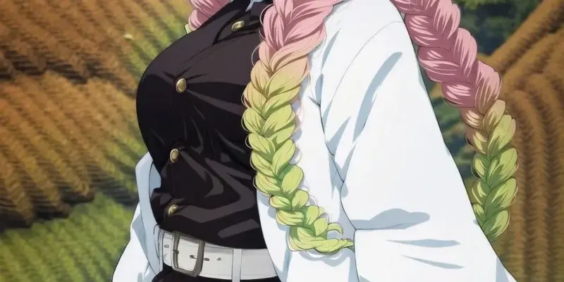 Hình ảnh Mitsuri nổi bật với biểu cảm đáng yêu và ngầu