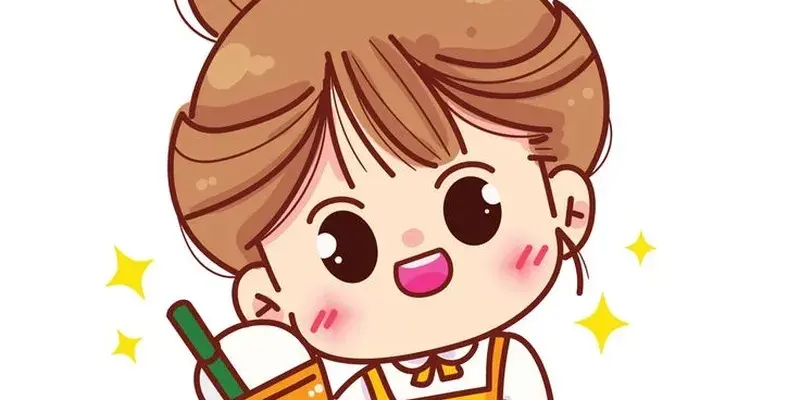Bộ sưu tập ảnh chibi uống trà sữa siêu cute cho fan chibi