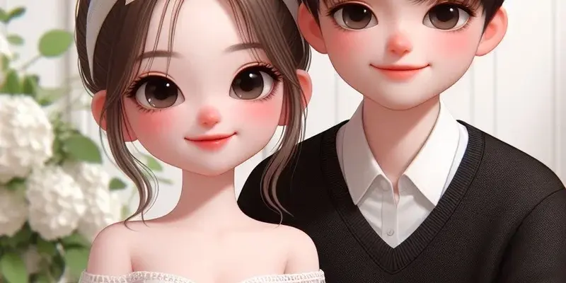 Hình ảnh cô dâu chú rể chibi phong cách ngộ nghĩnh và cute