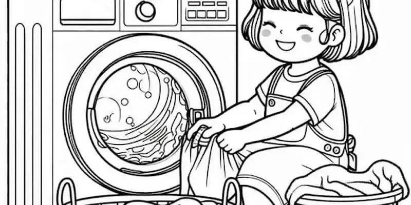Tranh tô màu cái máy giặt sáng tạo cho trẻ em và người lớn