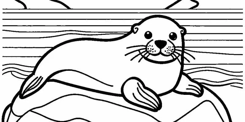 Ngắm nhìn vẻ dễ thương tranh tô màu con sư tử biển quyến rũ