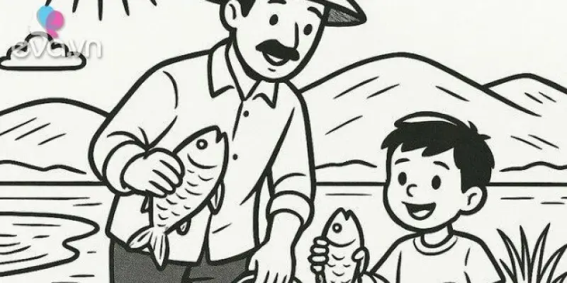Bộ sưu tập 32 bức tranh tô màu gia đình 5 người gắn kết yêu thương