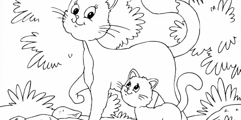 Tổng hợp 40+ tranh tô màu gia đình mèo cute dễ thương cho bé