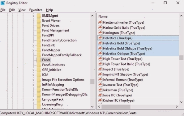 Cách xóa font chữ Helvetica trong thư mục Fonts của hệ điều hành Windows