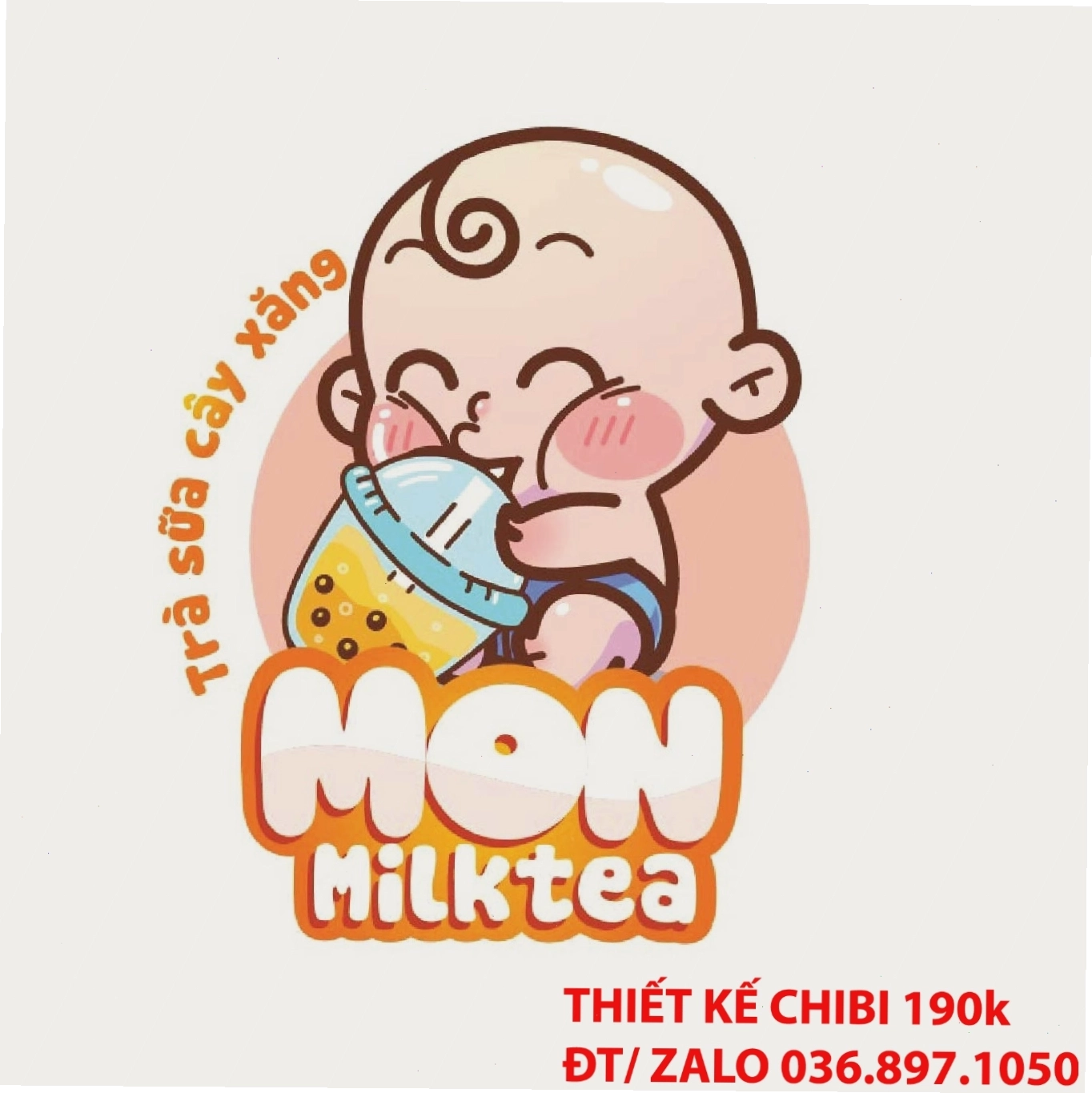 Hình ảnh em bé ôm bình trà sữa khổng lồ
