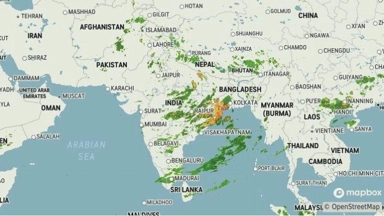 Surat Weather Radar displaying rainfall and storm patterns