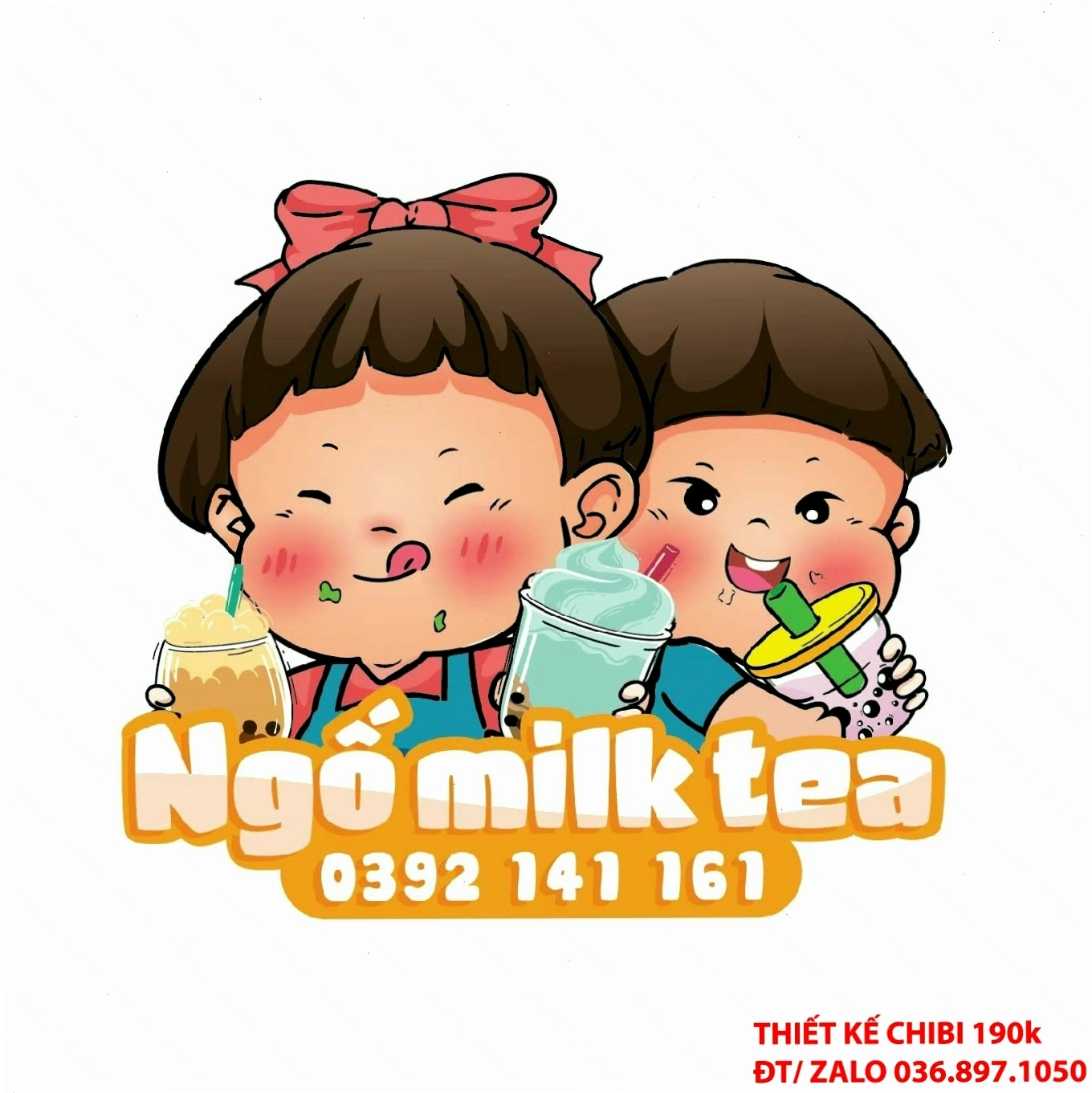 Thiết kế logo chibi cô bé tóc hồng duyên dáng