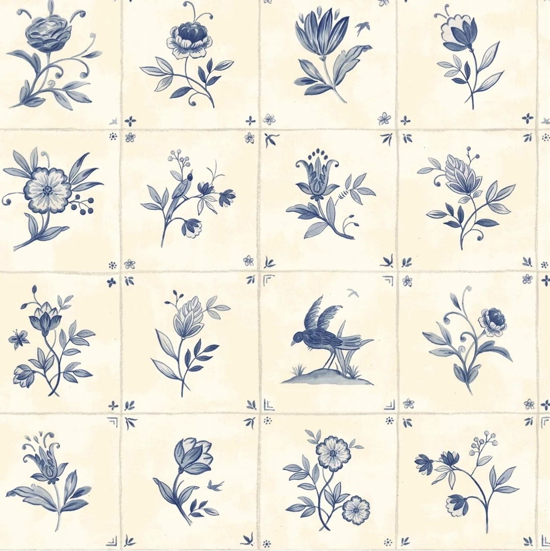 Lisboa blue tile pattern wallpaper