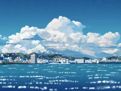 Ngắm nhìn ảnh anime phong cảnh thành phố rực rỡ sắc màu