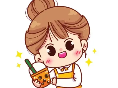 Bộ sưu tập ảnh chibi uống trà sữa siêu cute cho fan chibi