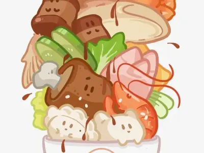 Hình ảnh đồ ăn chibi ngộ nghĩnh, màu sắc sinh động