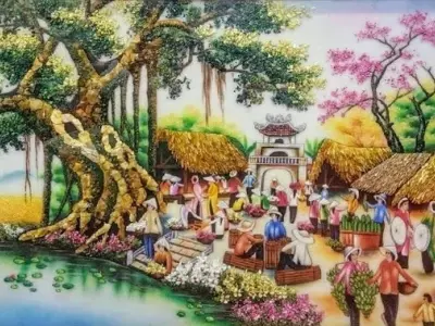 Ngắm nhìn ảnh tranh phong cảnh chợ quê đẹp nao lòng