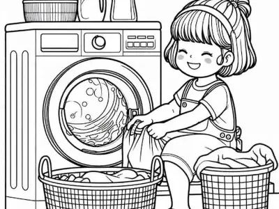 Tranh tô màu cái máy giặt sáng tạo cho trẻ em và người lớn