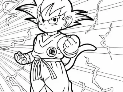 Tranh tô màu Goku bản năng vô cực cực đẹp cho bé sáng tạo
